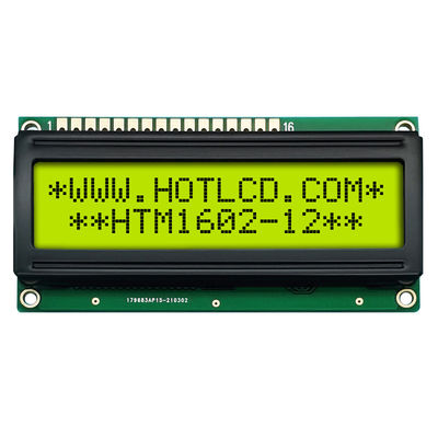 16x2 μέσο κιτρινοπράσινο χρώμα HTM1602-12 ενότητας χαρακτήρα LCD