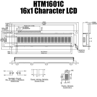 Μονοχρωματική ενότητα 1X16 χαρακτήρα LCD με τη διεπαφή HTM1601C MCU