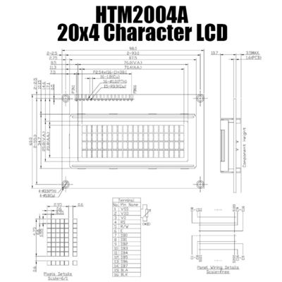 Οθόνη 20x4 5x8 χαρακτήρα LCD ενοργάνωσης με το δρομέα htm-2004A