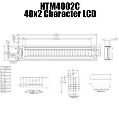 5V βιομηχανική επίδειξη 40x2 οκτάμπιτο HTM4002C ενότητας χαρακτήρα LCD