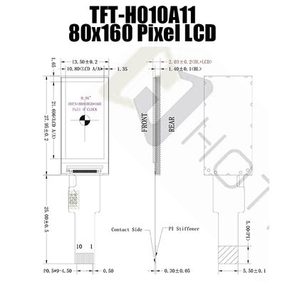 Τύπος TFT LCD, φως του ήλιου αναγνώσιμο TFT 350cd/m2 φραγμών 0,96 ιντσών SPI