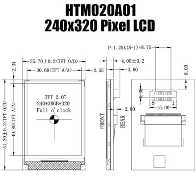 Επίδειξη πρακτικό 240x320 HTM020A01 ενότητας 2,0 ίντσας SPI TFT LCD