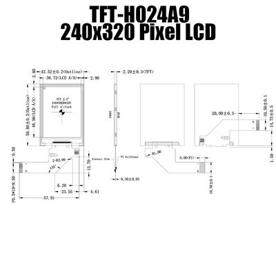 Ανθεκτική αναγνώσιμη TFT LCD 2,4 ίντσας επίδειξη 240x320 tft-H024A9QVIFT8N20 φωτός του ήλιου