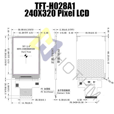 2.8» αναγνώσιμη TFT 240x320 επίδειξη οθόνης αφής φωτός του ήλιου tft-H028A1QVIST6N40