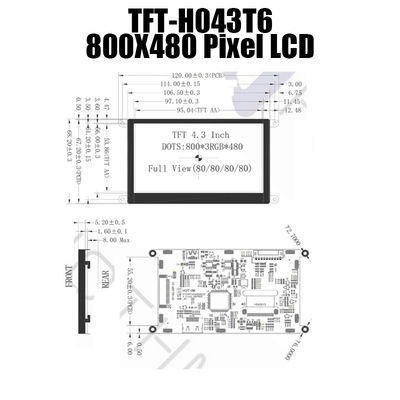 4.3» επίδειξη 800x480 HDMI LCD για τα όργανα tft-043T6SVHDVN20Z