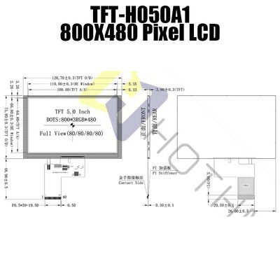 Ολοκληρωμένο κύκλωμα 7262 για πολλές χρήσεις σημεία tft-H050A1SVIST6N40 5,0 ιντσών 800x480 οθόνης επίδειξης αφής χρώματος TFT