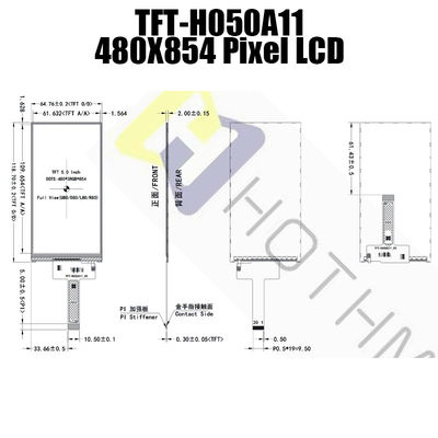 Κατακόρυφος 5 ολοκληρωμένο κύκλωμα ST7701S/TFT-H050A11FWIST5N20 σημείων επίδειξης 480x854 ίντσας TFT LCD