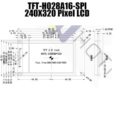 2,8 φως του ήλιου αναγνώσιμο tft028a16-SPI ενότητας ST7789V ίντσας 240x320 SPI TFT LCD