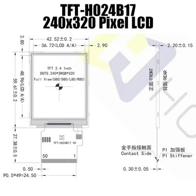 2,4 ενότητα ίντσας 240x320 SPI TFT, φως του ήλιου αναγνώσιμο LCD tft-H024B17QVIST6N50 ολοκληρωμένου κυκλώματος ST7789