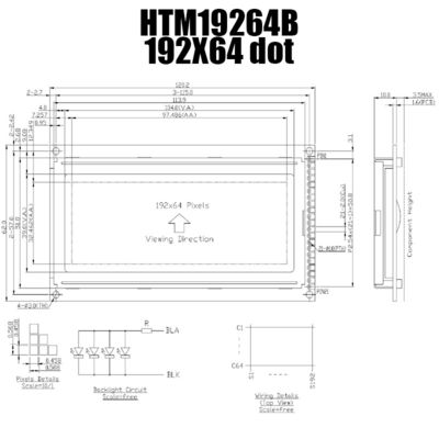 γραφική LCD επίδειξη ενότητας 192X64 KS0108 με άσπρο Backlight HTM19264B