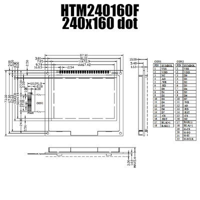 Γραφική ενότητα επίδειξης ενοργάνωσης 240X160 FSTN LCD με το ολοκληρωμένο κύκλωμα ST7529