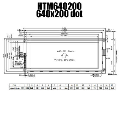 640x200 ανθεκτική γραφική ενότητα DFSTN LCD με άσπρο Backlight HTM640200