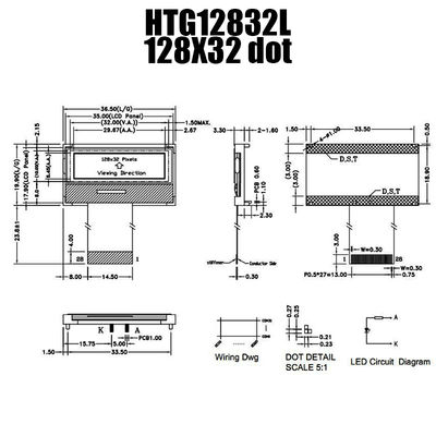 128X32 γραφικό ΒΑΡΑΙΝΩ LCD ST7567 | STN + επίδειξη με άσπρο Backlight/HTG12832L