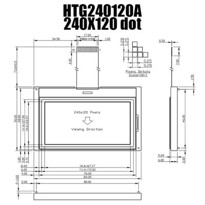240X120 ενότητα TFT LCD γραφική με δευτερεύον άσπρο Backlight HTG240120A