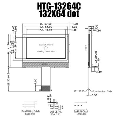 132x64 βιομηχανική ενότητα ΒΑΡΑΊΝΩ LCD, ανθεκτική επίδειξη HTG13264C SPI LCD