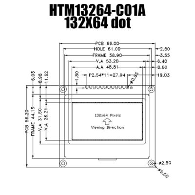 132X64 γραφική LCD ενότητα ΒΑΡΑΙΝΩ με την ευρεία γωνία εξέτασης η ώρα 6H