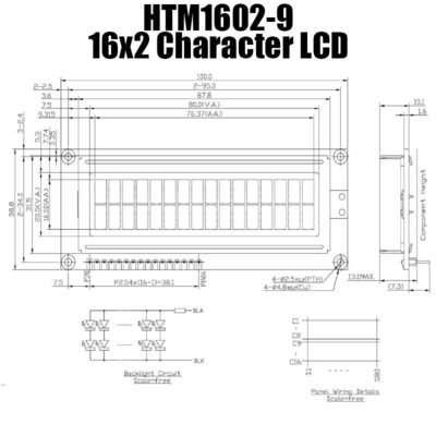 Ανθεκτική επίδειξη χαρακτήρα LCD 16x2, πολυσύνθετη επίδειξη STN LCD