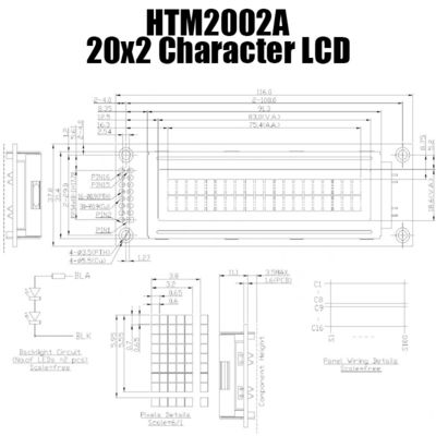ενότητα χαρακτήρα LCD 20x2 MCU πρακτική με πράσινο Backlight HTM2002A