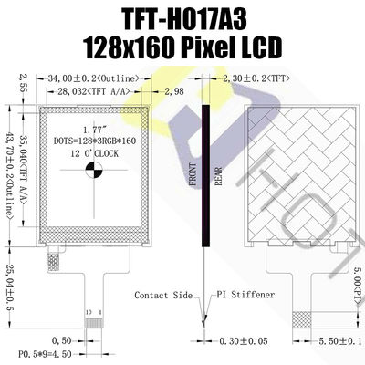 1,77 αναγνώσιμο ανθεκτικό TFT ίντσας όργανο ελέγχου χρώματος επίδειξης 128x160 Tft φωτός του ήλιου