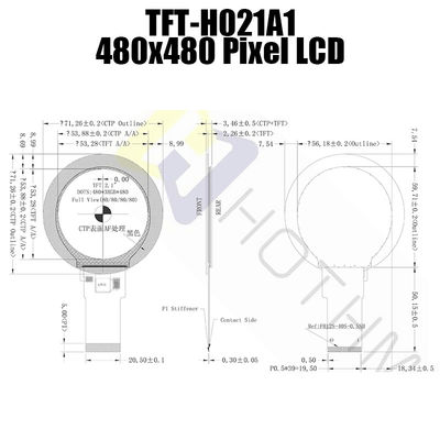 2,1 τύπος φραγμών ίντσας 480x480 γύρω από το αναγνώσιμο όργανο ελέγχου Pcap φωτός του ήλιου TFT LCD
