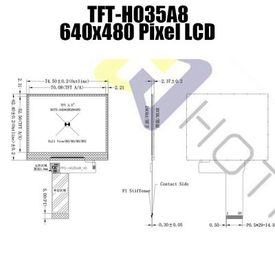 2.8V 3,5 εικονοκύτταρα tft-H035A8VGIST6N30 οθόνης επίδειξης ίντσας TFT LCD 640x480