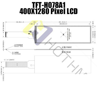 7,8 τύπος TFT, υψηλή επίδειξη φραγμών ίντσας 400x1280 φωτεινότητας LCD ST7703
