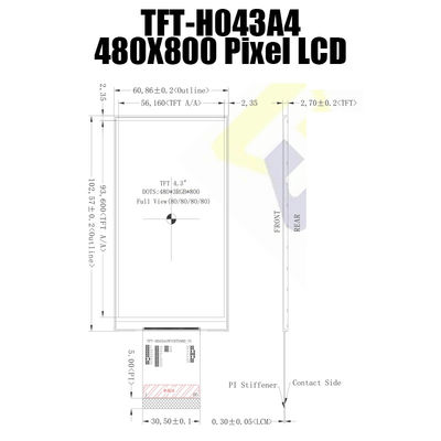 Αναγνώσιμη TFT LCD ενότητα 4,3 ίντσα 480x800 NT35510 TFT_H043A4WVIST5N60 φωτός του ήλιου