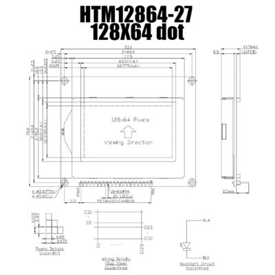 γραφική LCD ενότητα ST7565R 128X64 20PIN με άσπρο Backlight