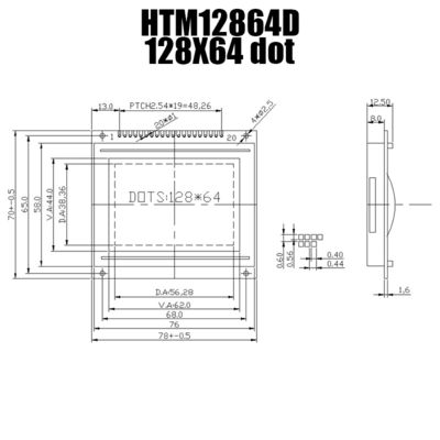KS0108 γραφική επίδειξη 128x64, άσπρη γραφική ενότητα HTM12864D LCD Backlight LCD