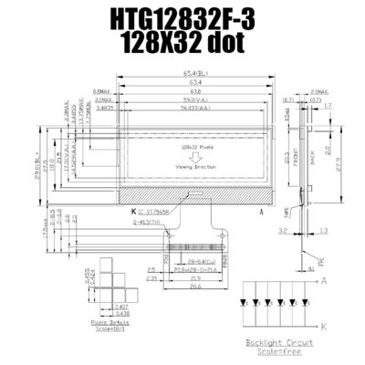 128X32 γραφικό ΒΑΡΑΙΝΩ LCD ST7565R | FSTN + επίδειξη με ΓΚΡΊΖΑ backlight/HTG12832F-3