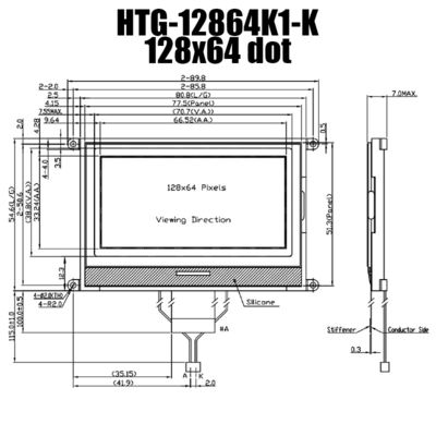 128X64 επίδειξη ΒΑΡΑΊΝΩ LCD, θετική γκρίζα αντανακλαστική οθόνη htg12864k1-Κ LCD
