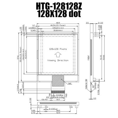 128X128 γραφική STN-γκρίζα επίδειξη HTG128128Z ενότητας SSD1848 ΒΑΡΑΙΝΩ LCD