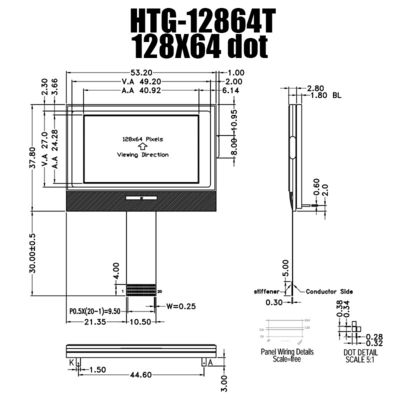 128X64 μονοχρωματική ενότητα 3.3V MCU8080 ST7567 HTG12864T ΒΑΡΑΙΝΩ LCD