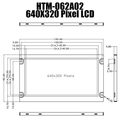 6,2 ΜΟΝΟ TFT LCD επίδειξης 640x320 ίντσας LCD αναγνώσιμο όργανο ελέγχου φωτός του ήλιου ψηφίσματος