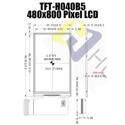 4 κατασκευαστής επίδειξης ενότητας 480X800 TFT LCD ίντσας TFT LCD για τα όργανα ελέγχου