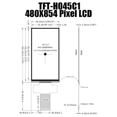 4.5» όργανα ελέγχου ενότητας 480x854 MCU8080 LCD επίδειξης ίντσας TFT LCD για τους τρισδιάστατους εκτυπωτές