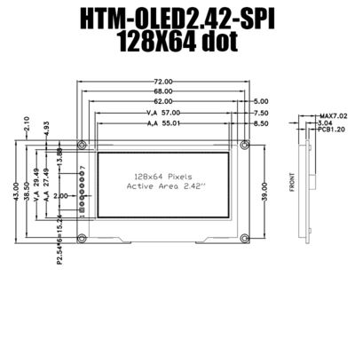 2.42» ενότητα επίδειξης ΒΑΡΑΊΝΩ SSD1309 OLED ίντσας 128x64 με τον εξοπλισμό Control+PCB+Frame