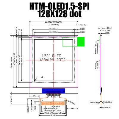 1.5» ενότητα επίδειξης ΒΑΡΑΊΝΩ SH1107 OLED ίντσας 128x128 με τον έλεγχο εξοπλισμού/το PCB/το πλαίσιο