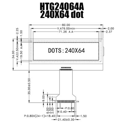 240x64 ενότητα ST75256 επίδειξης γραφικής παράστασης ΒΑΡΑΙΝΩ LCD με κιτρινοπράσινο πλήρως διαφανή