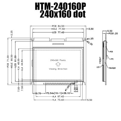 240X160 γραφική θετική επίδειξη ενότητας FSTN LCD με άσπρο Backlight ST7529