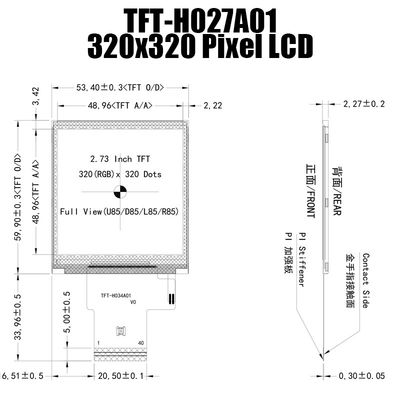 2.7 ίντσες IPS 320x320 Διαβάσιμο ηλιακό TFT οθόνη MCU για βιομηχανικό έλεγχο